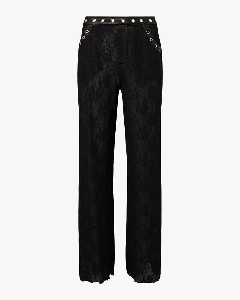 Lace Wide Leg Pant | Black