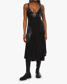 Belt Bodice Midi Dress | Black/Gunmetal