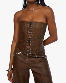 Lace Front Corset Top | Patina Dark Brown