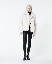 Buttoned Faux Fur Coat | Women | Ecru