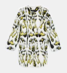 Printed Faux Fur Coat | Women | White