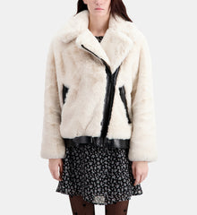 Faux Fur Bomber Jacket | Women | Ecru