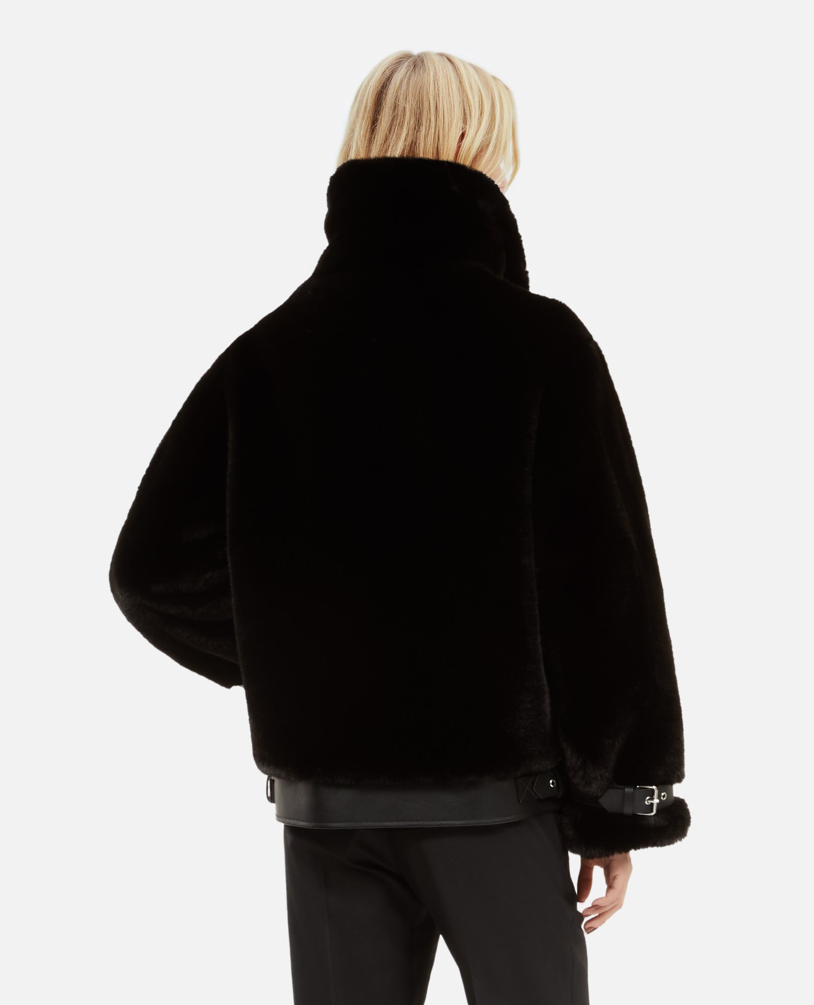 Fur-Effect Aviator Jacket | Women | Black