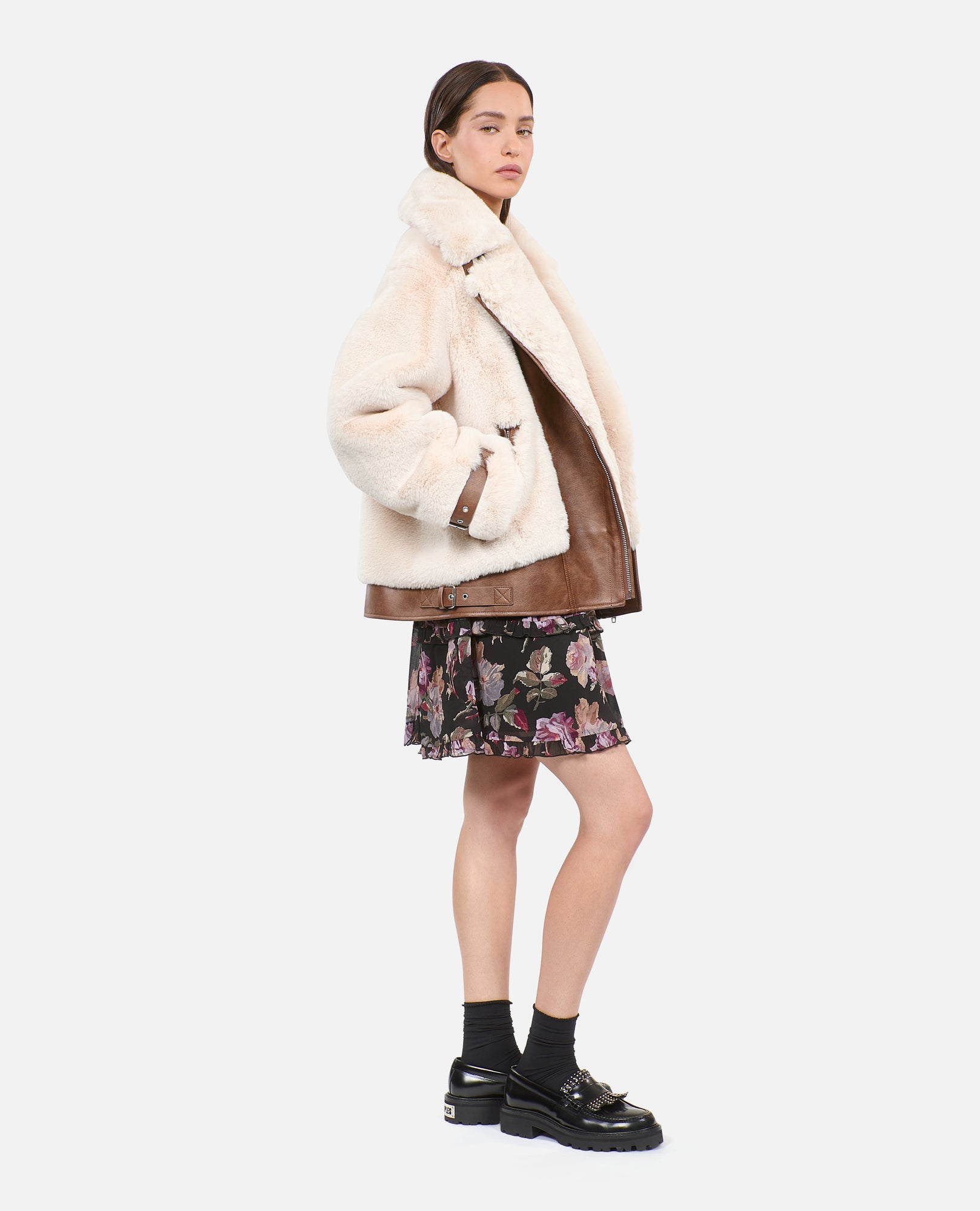 Fur-Effect Aviator Jacket | Women | Ecru