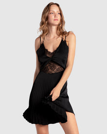 Women | Feel It Still Lace Trim Mini Dress | Black