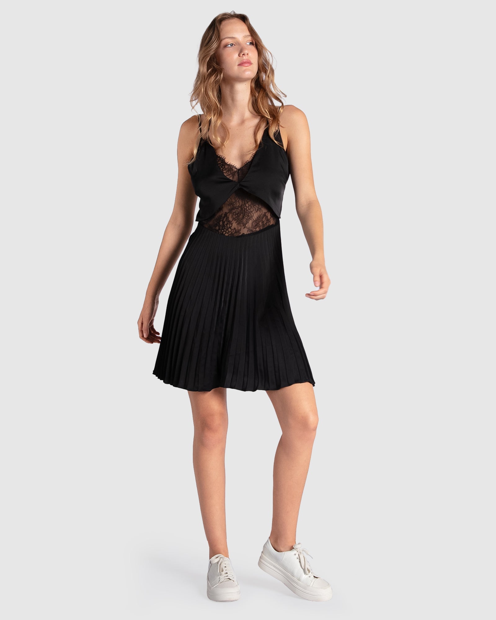 Women | Feel It Still Lace Trim Mini Dress | Black