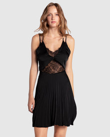 Women | Feel It Still Lace Trim Mini Dress | Black