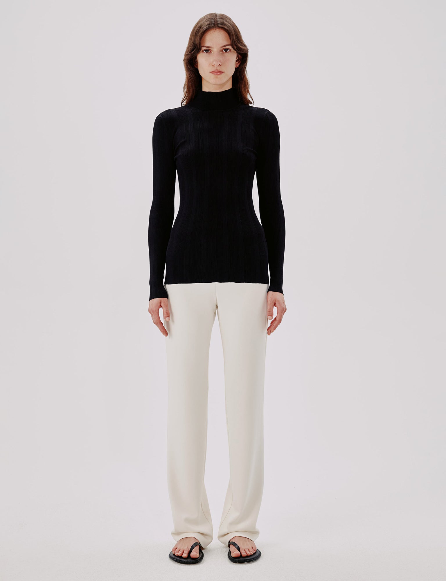 Women | Variegated Rib Turtleneck | Black
