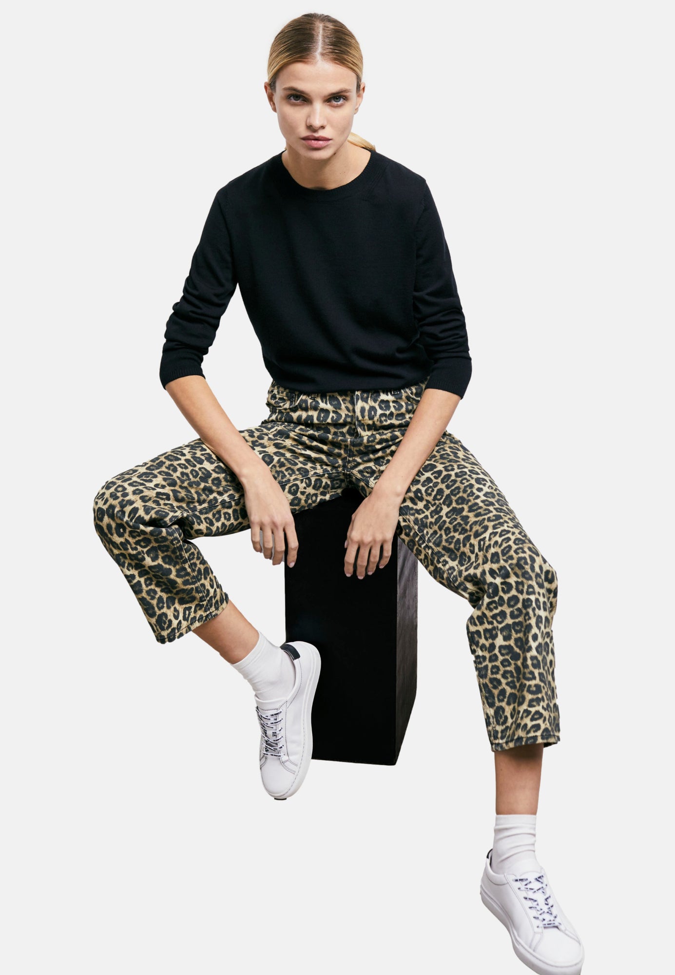 Print Straight-Cut Jeans | Women | Leopard