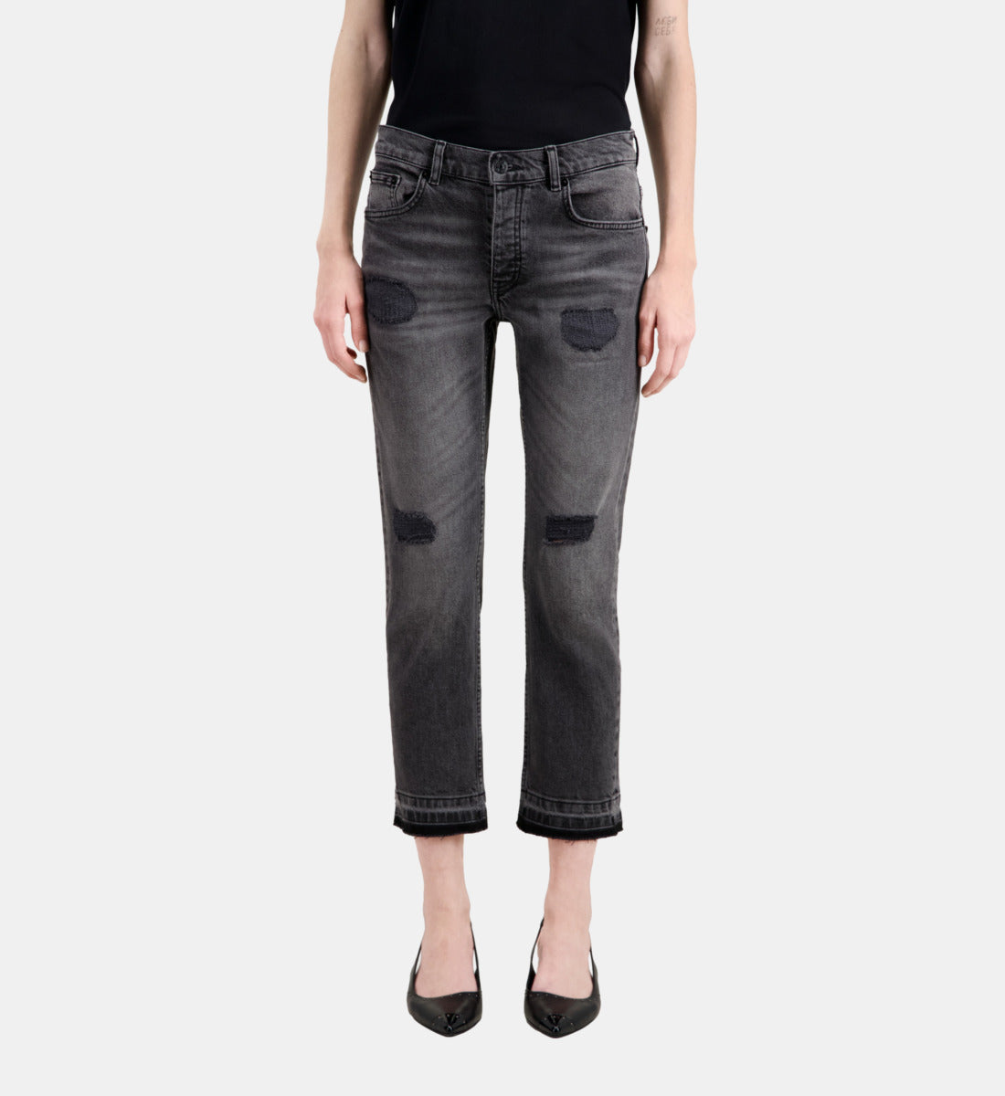 Straight Jeans | Women | Light Grey Mel x White