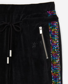 Velvet Joggers With Multicolour Sequins | Women | Black