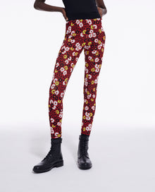 Floral Print Leggings | Women | Dark Red