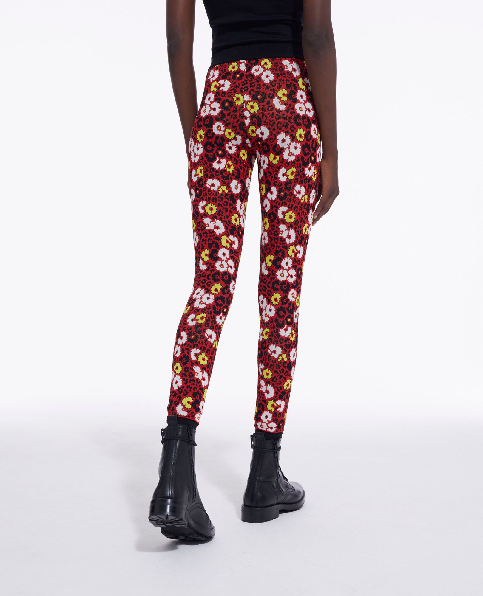 Floral Print Leggings | Women | Dark Red