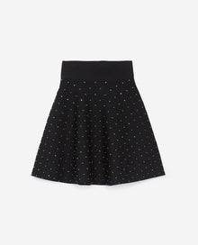 Studded Short Skirt In Stretch Fabric | Women | Black