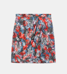 Cropped Silk Skirt With Floral Print | Women | Multicolorlor