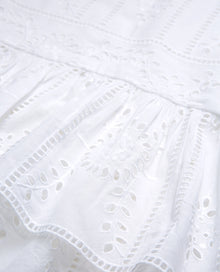 Short Cotton Formal Skirt W/ Embroidery | Women | White