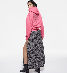 Long Floral Skirt | Women | Black x Pink