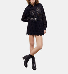 Short Skirt With Broderie Anglaise | Women | Black