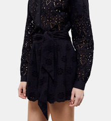 Short Skirt With Broderie Anglaise | Women | Black