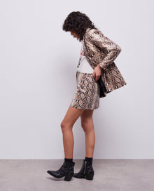 Snakeskin-Effect Leather Skirt | Women | Python Beige