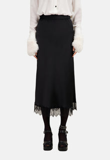 Long Skirt With Lace Details | Women | Black