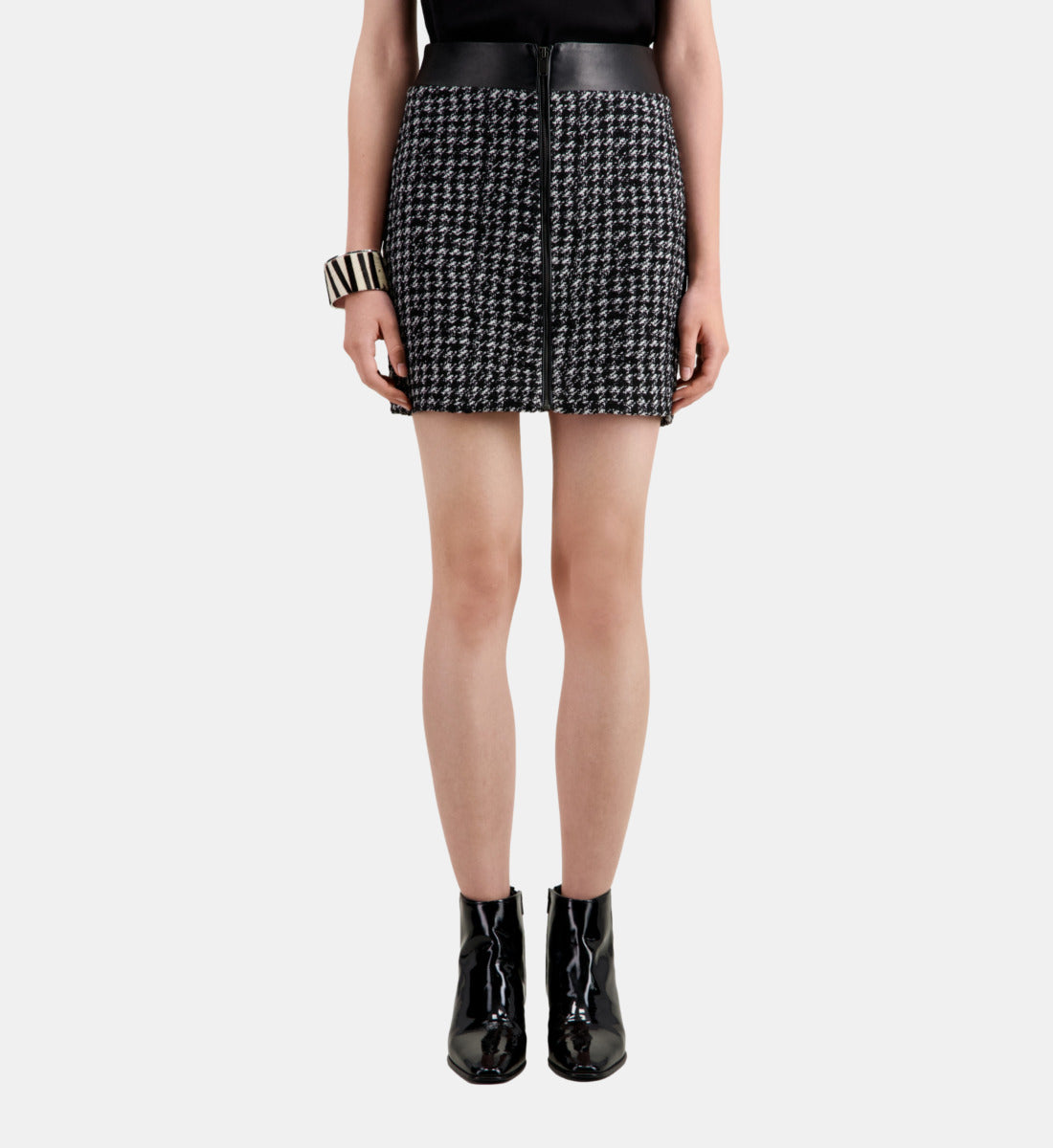 Short Tweed Skirt | Women | Black x White