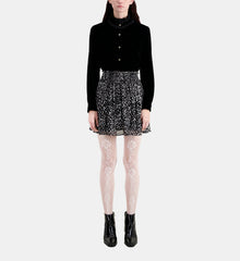 Short Printed Skirt With Smocking | Women | Black x White