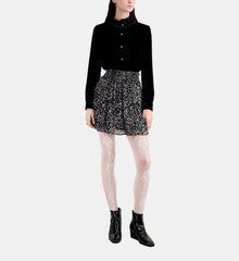 Short Printed Skirt With Smocking | Women | Black x White