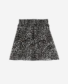 Short Printed Skirt With Smocking | Women | Black x White