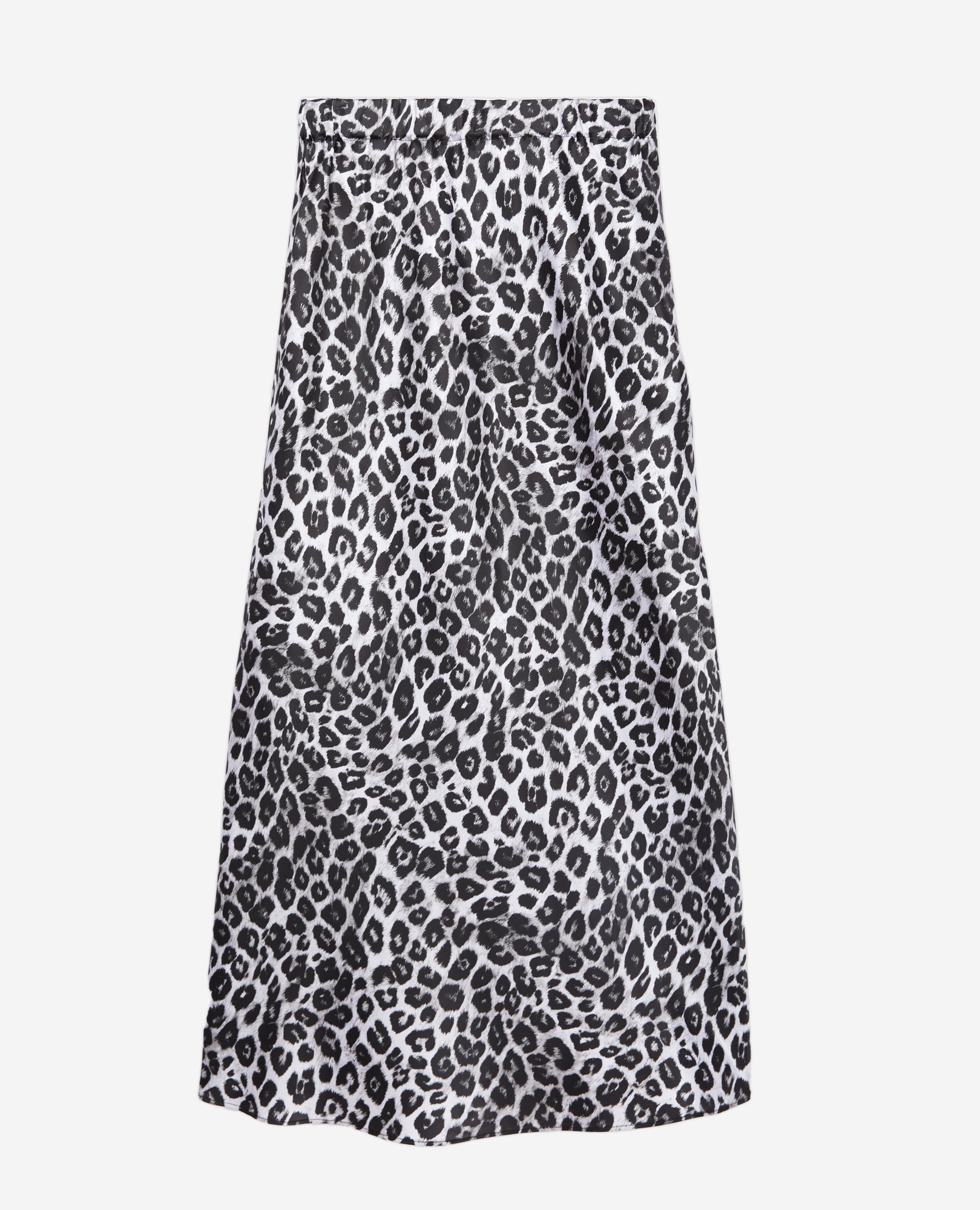 Long Printed Silk Skirt | Women | Black x White Leopard