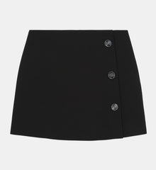 Short Crepe Skirt | Women | Black