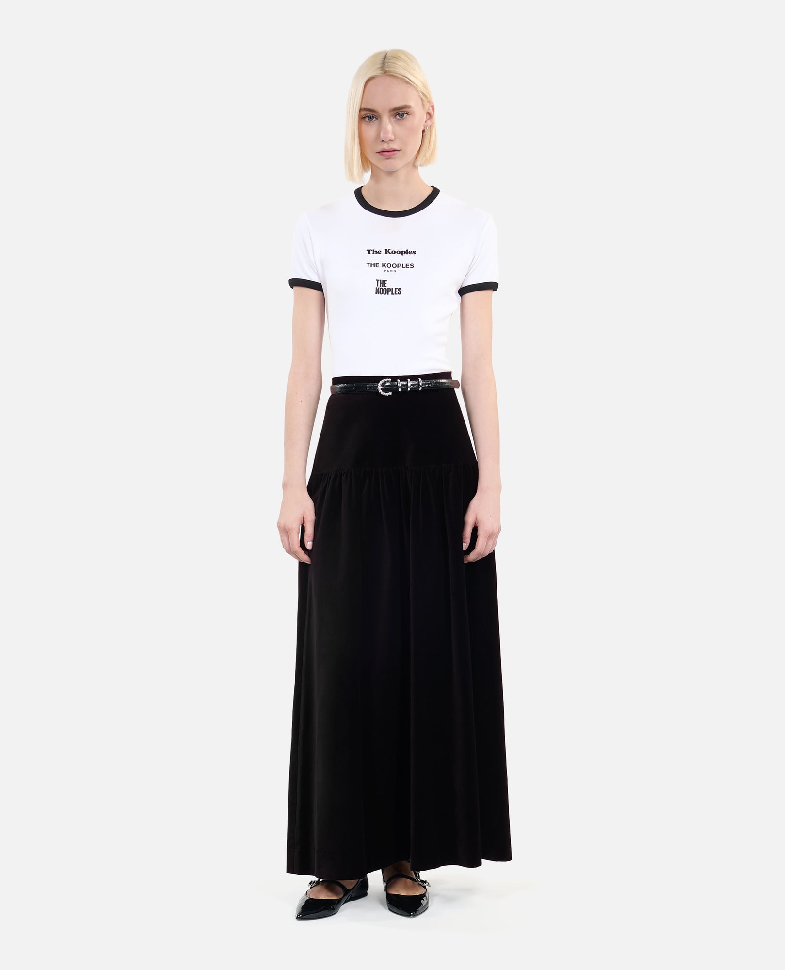 Velvet Long Skirt | Women | Black