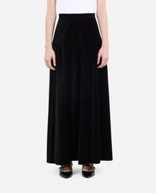 Velvet Long Skirt | Women | Black