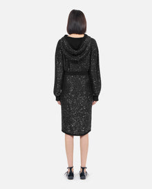 Mid-Length Sequin Skirt | Women | Black