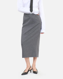 Mid-Length Striped Pencil Skirt | Women | Light Grey