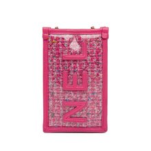 Chanel | Pre-Owned Tweed and PVC Phone Clutch with Chain | Pink