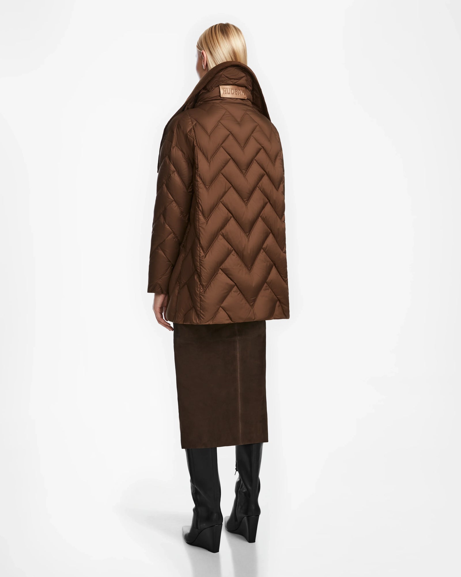 Women | ANNE MARIE Down & Wool Fringe Jacket | Mocha