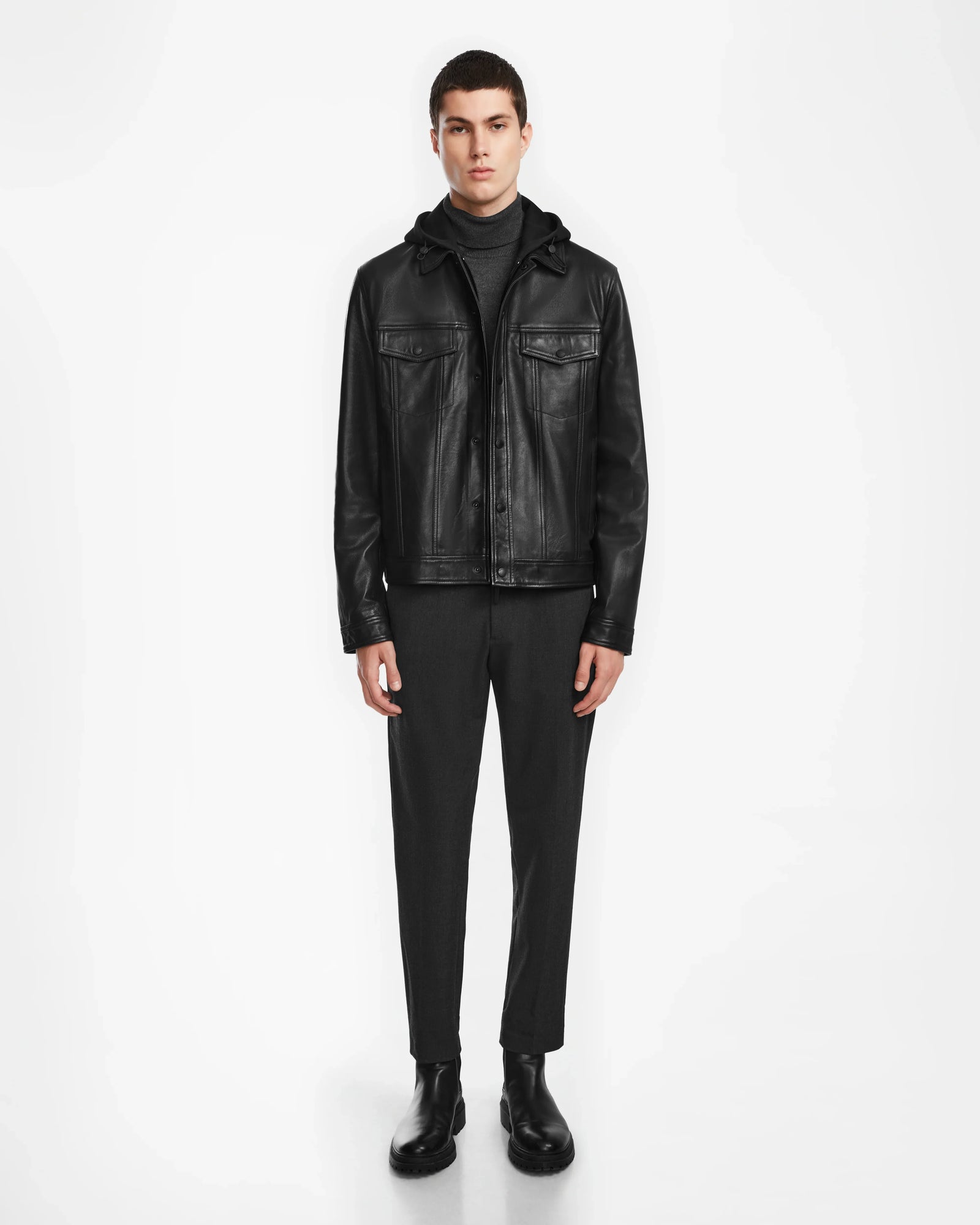 Men | AREN Leather Jacket | Black