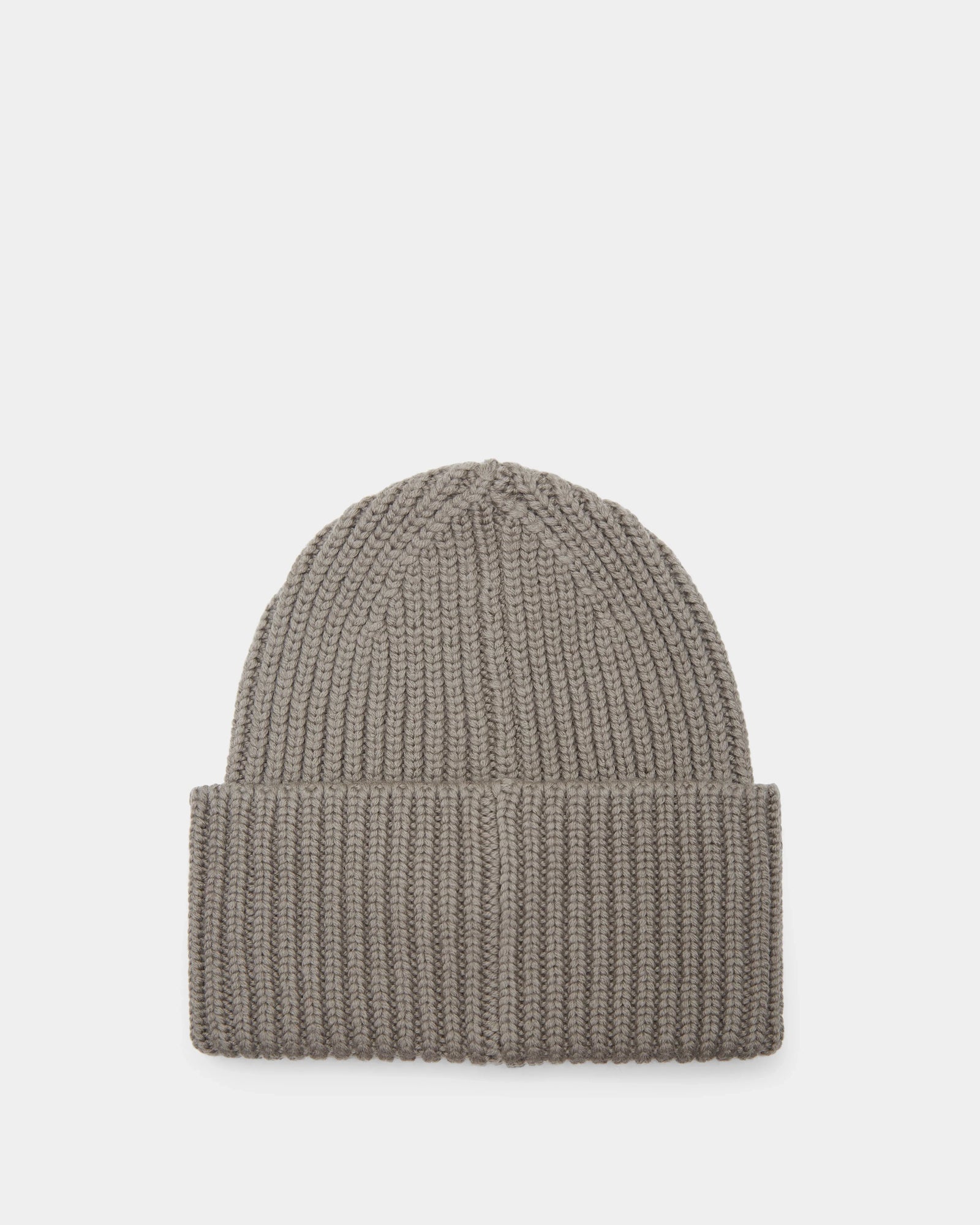 The COLIN - 9424518 Cement by Rudsak is a grey unisex ribbed knit beanie crafted from soft material, displayed elegantly on a white background.