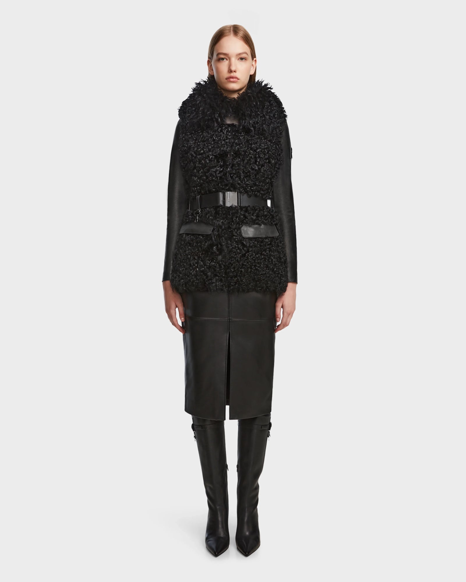 Women | Leather Combo Jacket DASHA 8124809 | Black