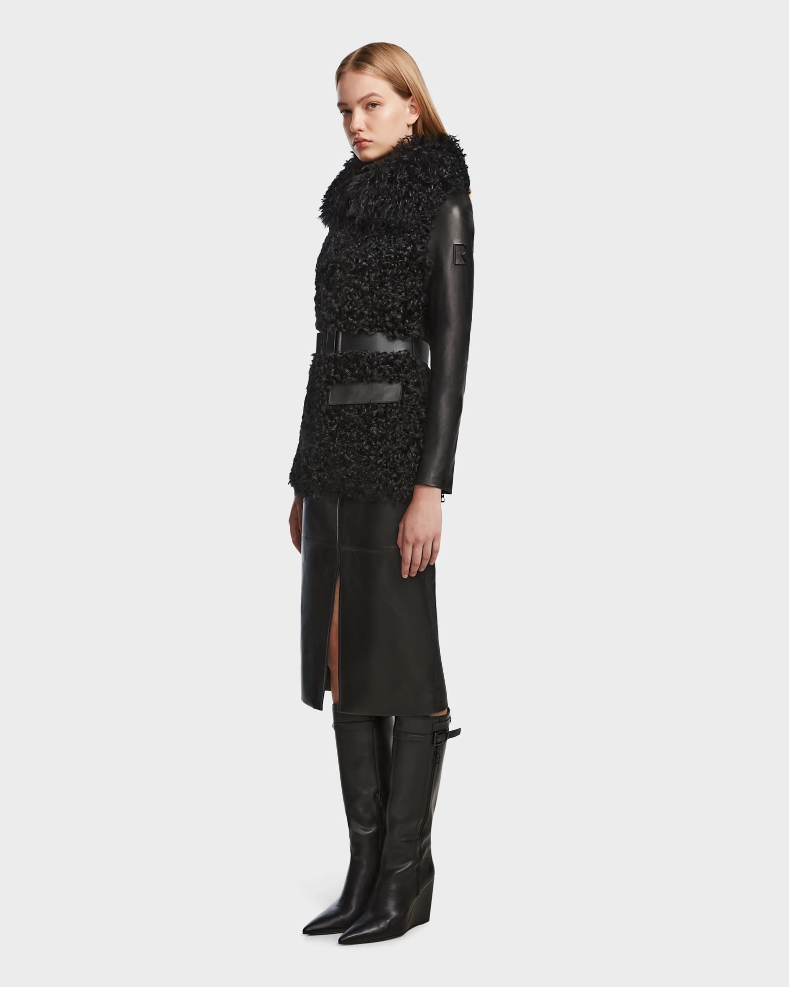 Women | Leather Combo Jacket DASHA 8124809 | Black