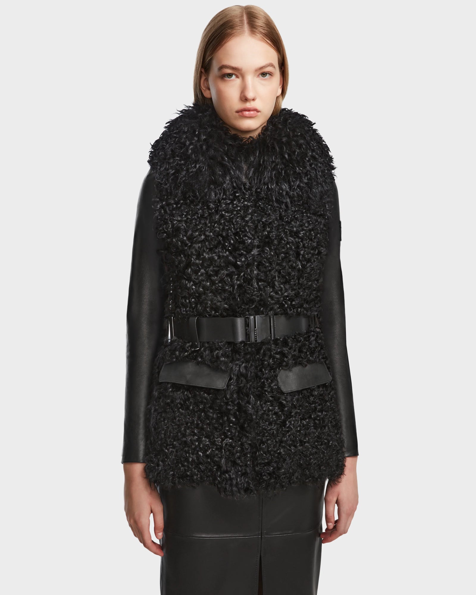 Women | Leather Combo Jacket DASHA 8124809 | Black