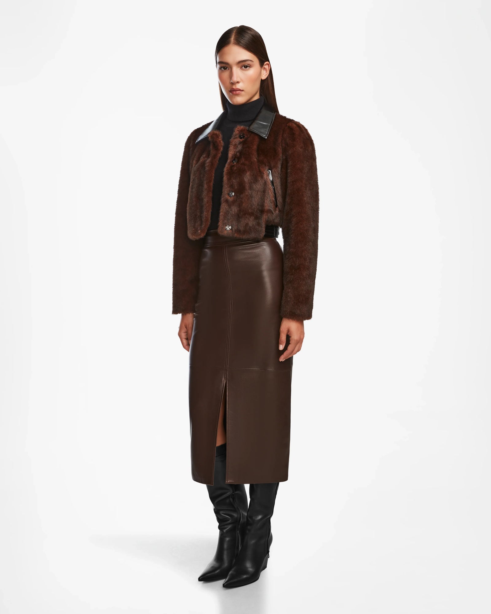 Women | EVELYN Faux Fur Jacket | Espresso