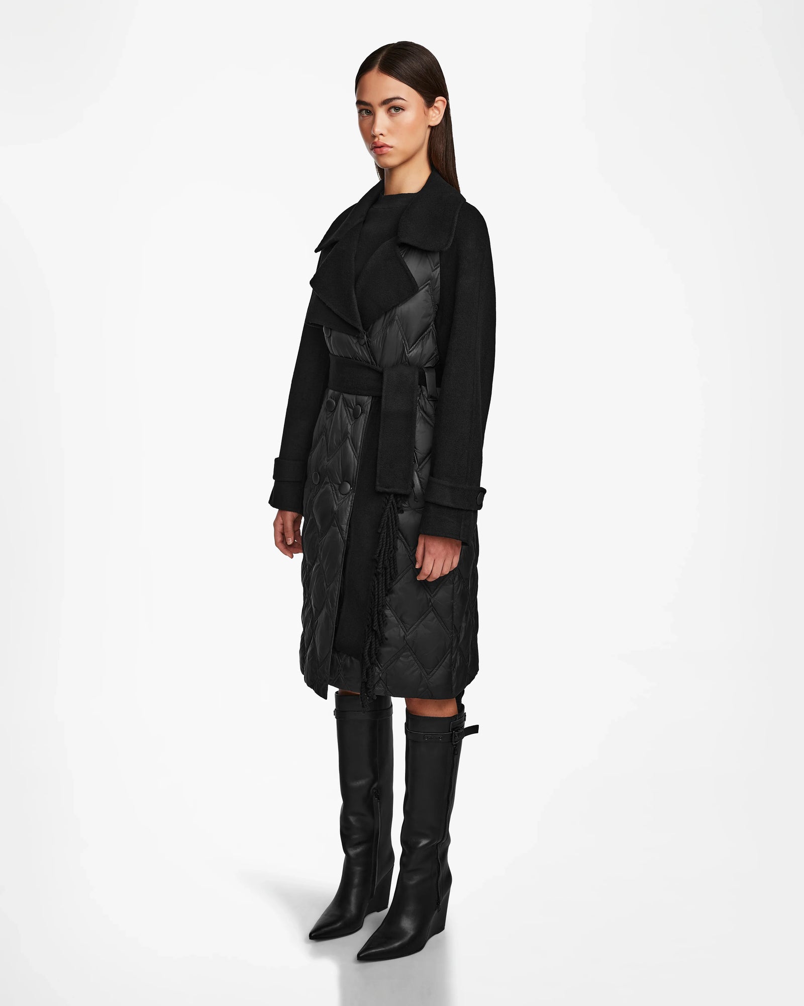 Women | ZOE Down & Wool Fringe Jacket | Black