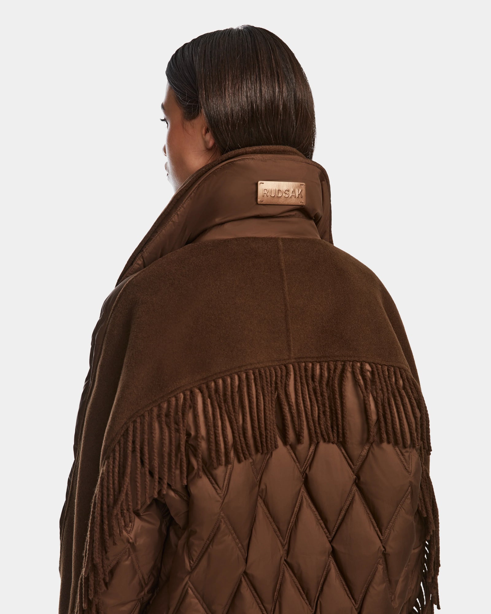 Women | ZOLA Down & Wool Fringe Jacket | Mocha