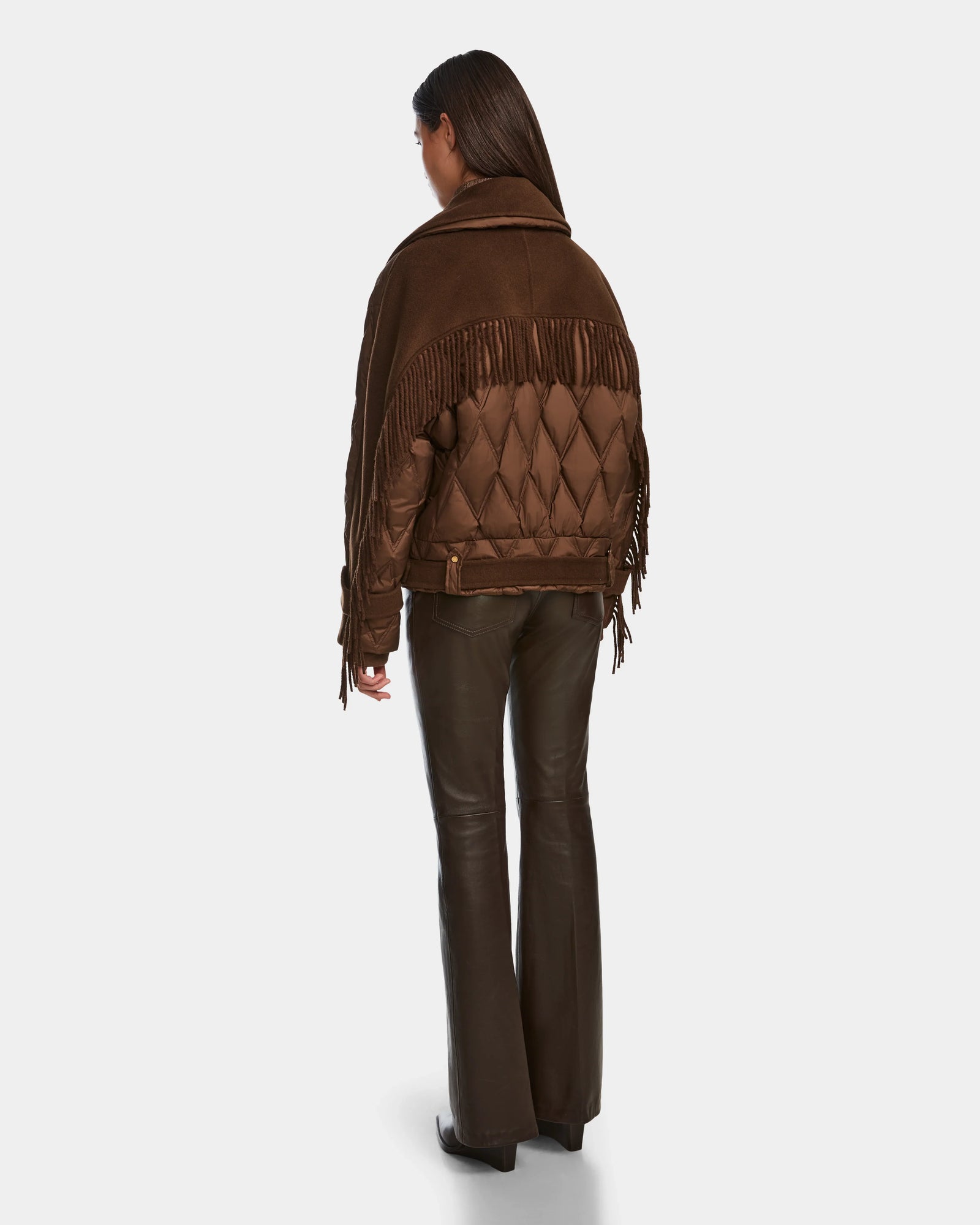Women | ZOLA Down & Wool Fringe Jacket | Mocha