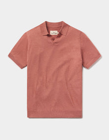 Men | Summer Linen-Blend Polo | Adobe Rose Heather