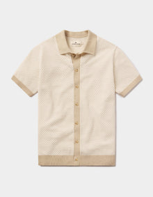 Men | Robles Knit Jacquard Button Up | Ivory/Khaki