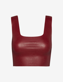 Sale: Faux Leather Squareneck Crop Top::Garnet::Main