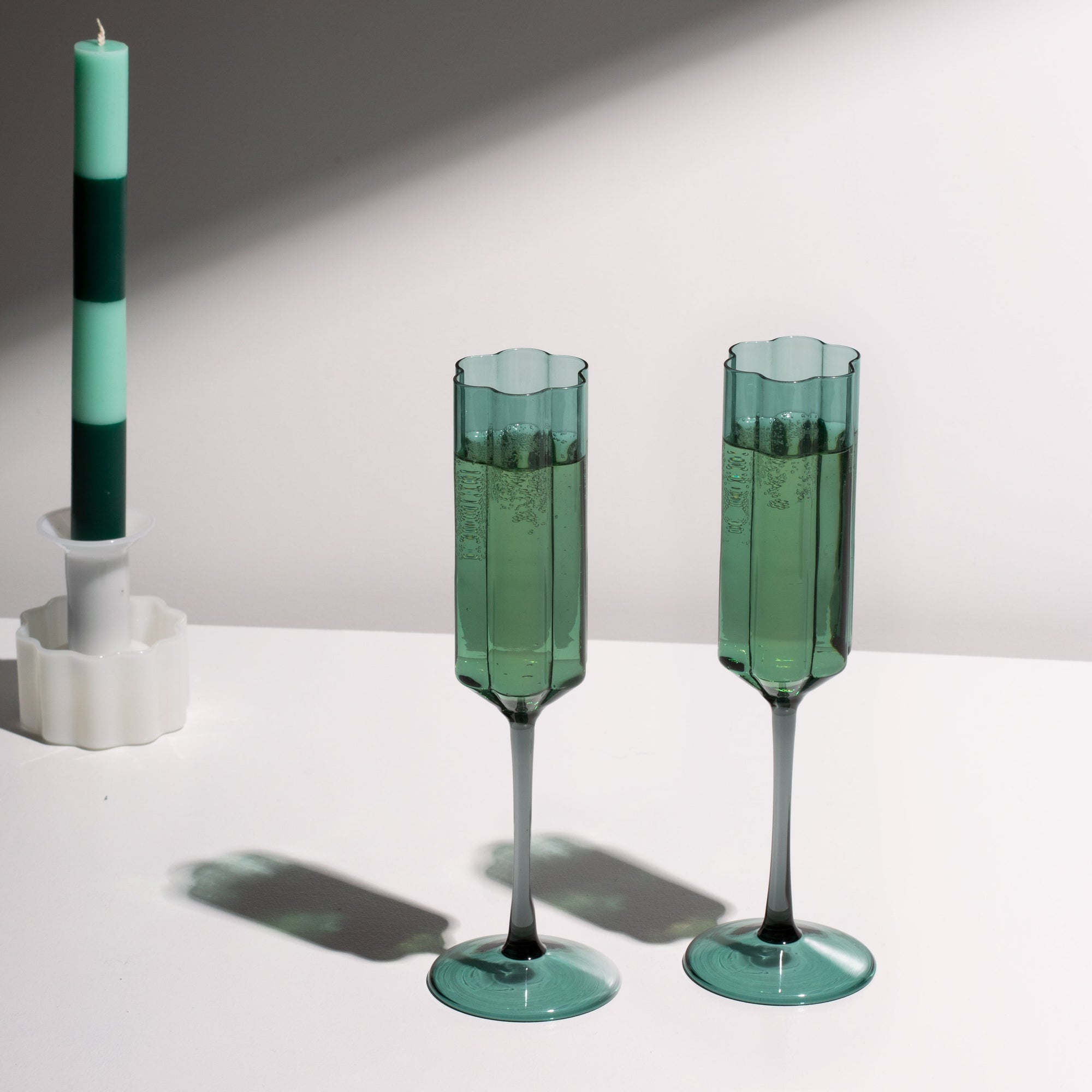 Set of 2 | Wave Flutes | Teal